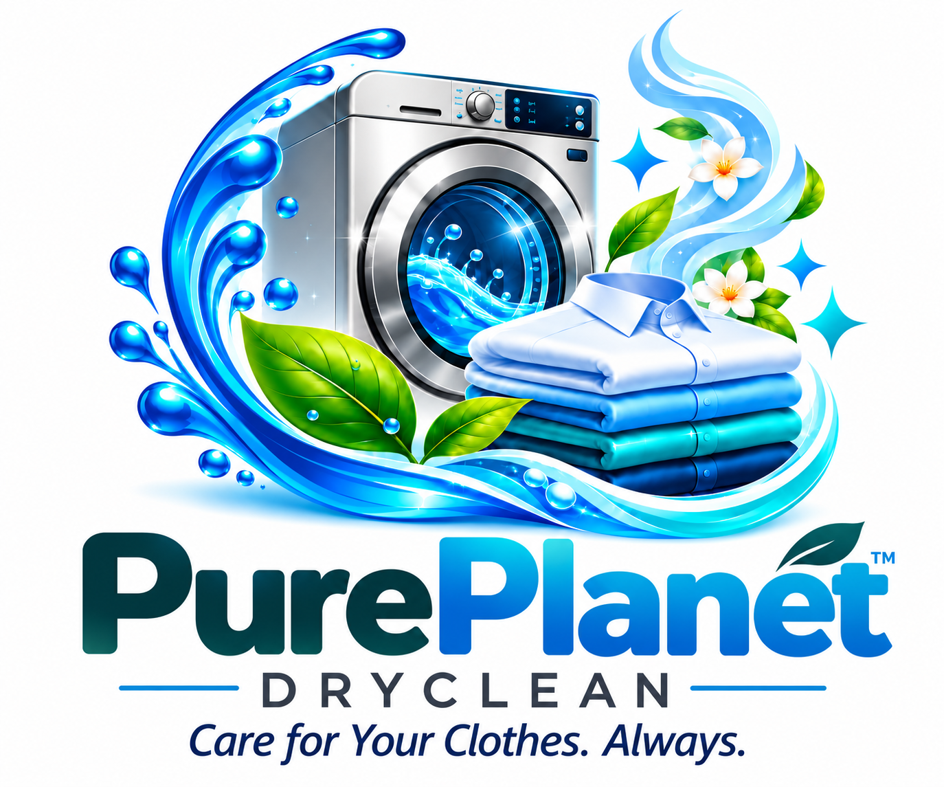 PurePlanet washing machine and folded garments brand artwork